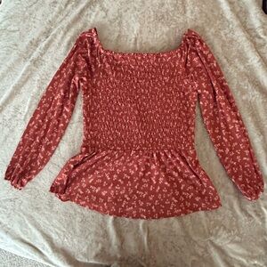 Super Cute Smocked Top - Orange Red